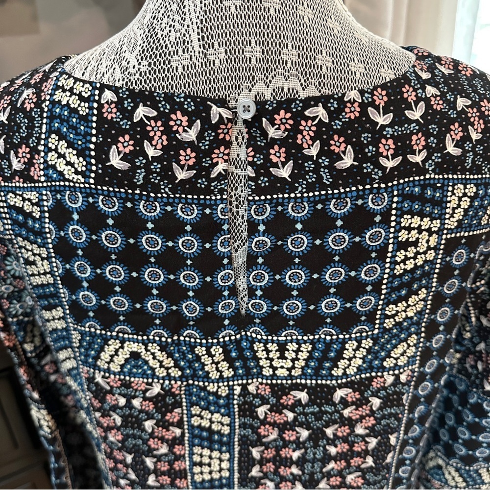 LOFT Eclectic Grandpa Patchwork Floral Long Sleeve Mini Dress Size 6 - Picture 8 of 16